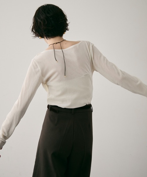 Trish（トリッシュ）の「シアーフロッキードレープロンT（Tシャツ/カットソー・レディース・ブラック/ブラウン/ホワイト・FREE）」の13枚目の写真