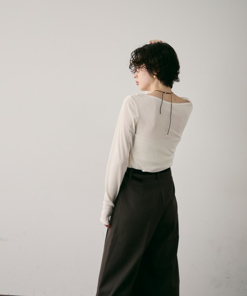 Trish（トリッシュ）の「シアーフロッキードレープロンT（Tシャツ/カットソー・レディース・ブラック/ブラウン/ホワイト・FREE）」の15枚目の写真