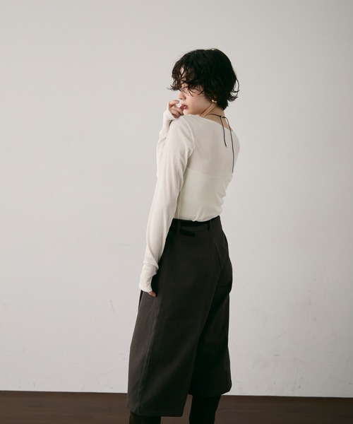 Trish（トリッシュ）の「シアーフロッキードレープロンT（Tシャツ/カットソー・レディース・ブラック/ブラウン/ホワイト・FREE）」の16枚目の写真