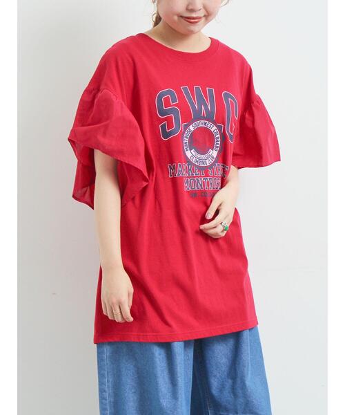 SM2（エスエムツー）の「[接触冷感]フレアスリーブチュニックTシャツ（チュニック・レディース・ブラック/ブルー/オフホワイト/レッド・F）」の20枚目の写真