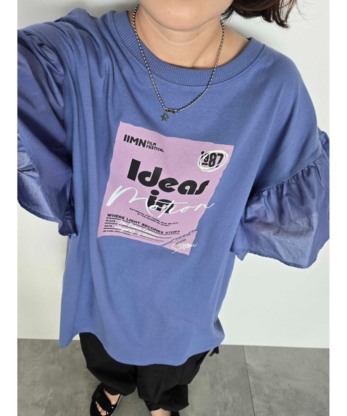 SM2（エスエムツー）の「[接触冷感]フレアスリーブチュニックTシャツ（チュニック・レディース・ブラック/ブルー/オフホワイト/レッド・F）」の4枚目の写真