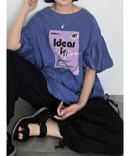 SM2（エスエムツー）の「[接触冷感]フレアスリーブチュニックTシャツ（チュニック・レディース・ブラック/ブルー/オフホワイト/レッド・F）」の6枚目の写真