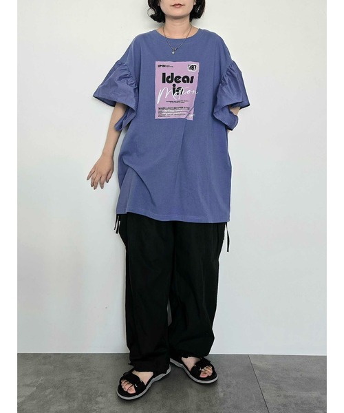 SM2（エスエムツー）の「[接触冷感]フレアスリーブチュニックTシャツ（チュニック・レディース・ブラック/ブルー/オフホワイト/レッド・F）」の12枚目の写真