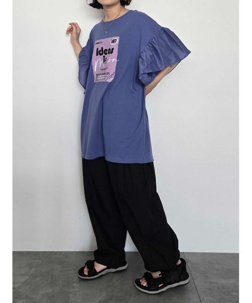 SM2（エスエムツー）の「[接触冷感]フレアスリーブチュニックTシャツ（チュニック・レディース・ブラック/ブルー/オフホワイト/レッド・F）」の13枚目の写真