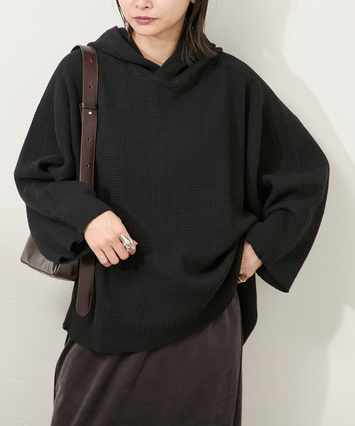 ARMY TWILL(アーミーツイル)の「別注【ARMY TWILL/アーミーツイル】WaffleHoodie(Tシャツ/カットソー・レディース・アイボリー/ブラック系その他・FREE)」の7枚目の写真