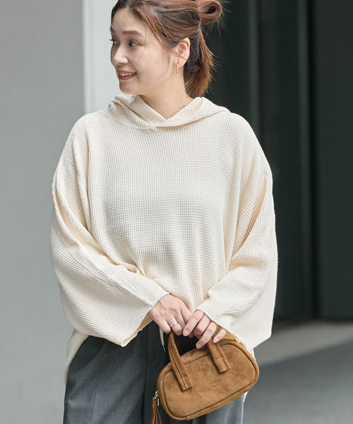 ARMY TWILL(アーミーツイル)の「別注【ARMY TWILL/アーミーツイル】WaffleHoodie(Tシャツ/カットソー・レディース・アイボリー/ブラック系その他・FREE)」の11枚目の写真