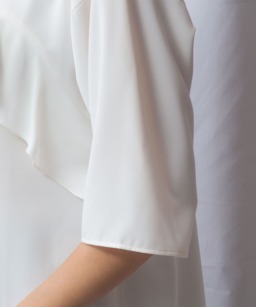 セール】【NARACAMICIE】ジョーゼットフロントフリル七分袖プル