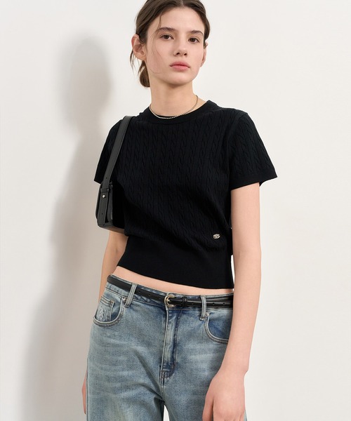【GENERAL IDEA】Tencel Cable Half Knit Pullover ティーシャツ GENERAL IDEA/ジェネラルアイディア tencel cable half knit