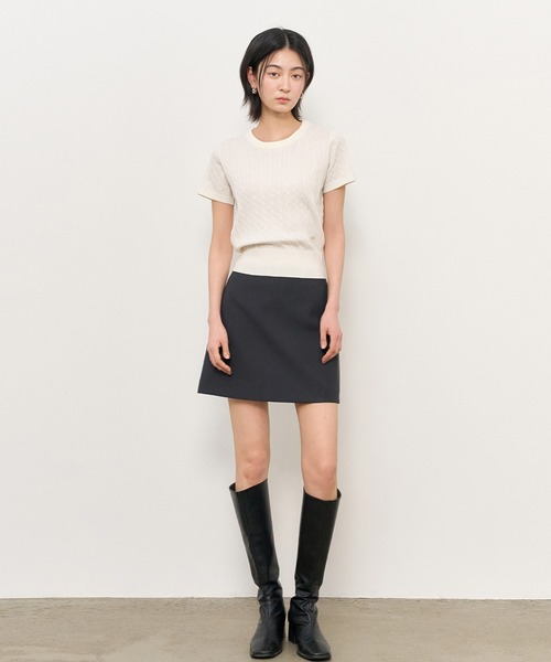 GENERAL IDEA（ジェネラルアイデア）の「GENERAL IDEA/ジェネラルアイディア tencel cable half knit 半袖ニット（ニット/セーター・レディース・ブラック/イエロー/ホワイト/レッド・L/S/M）」の17枚目の写真