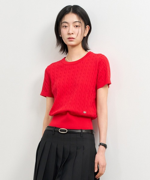 【GENERAL IDEA】Tencel Cable Half Knit Pullover ティーシャツ GENERAL IDEA/ジェネラルアイディア tencel cable half knit