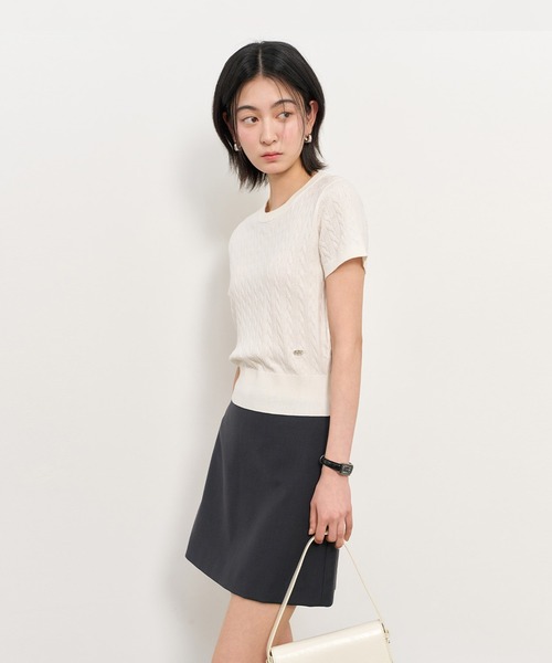 GENERAL IDEA（ジェネラルアイデア）の「GENERAL IDEA/ジェネラルアイディア tencel cable half knit 半袖ニット（ニット/セーター・レディース・ブラック/イエロー/ホワイト/レッド・L/S/M）」の16枚目の写真