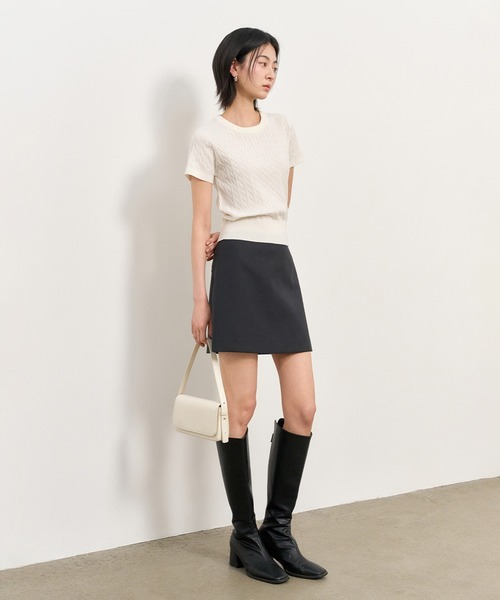 GENERAL IDEA（ジェネラルアイデア）の「GENERAL IDEA/ジェネラルアイディア tencel cable half knit 半袖ニット（ニット/セーター・レディース・ブラック/イエロー/ホワイト/レッド・L/S/M）」の18枚目の写真