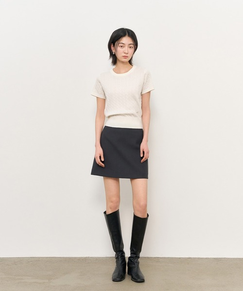 GENERAL IDEA（ジェネラルアイデア）の「GENERAL IDEA/ジェネラルアイディア tencel cable half knit 半袖ニット（ニット/セーター・レディース・ブラック/イエロー/ホワイト/レッド・L/S/M）」の19枚目の写真