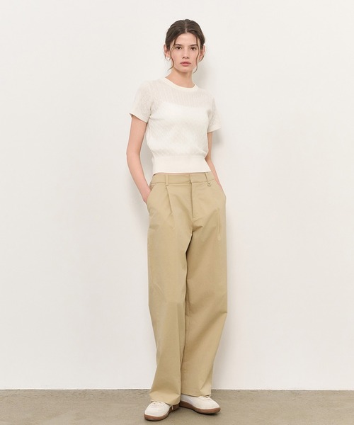 GENERAL IDEA（ジェネラルアイデア）の「GENERAL IDEA/ジェネラルアイディア tencel cable half knit 半袖ニット（ニット/セーター・レディース・ブラック/イエロー/ホワイト/レッド・L/S/M）」の13枚目の写真