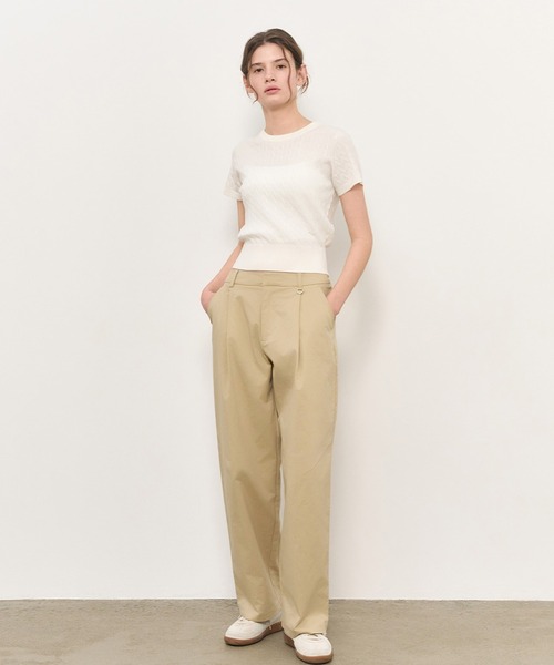 GENERAL IDEA（ジェネラルアイデア）の「GENERAL IDEA/ジェネラルアイディア tencel cable half knit 半袖ニット（ニット/セーター・レディース・ブラック/イエロー/ホワイト/レッド・L/S/M）」の11枚目の写真