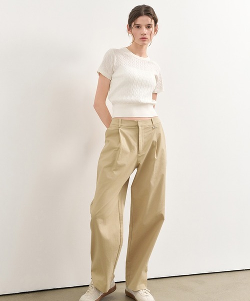 GENERAL IDEA（ジェネラルアイデア）の「GENERAL IDEA/ジェネラルアイディア tencel cable half knit 半袖ニット（ニット/セーター・レディース・ブラック/イエロー/ホワイト/レッド・L/S/M）」の12枚目の写真