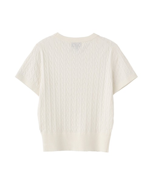 GENERAL IDEA（ジェネラルアイデア）の「GENERAL IDEA/ジェネラルアイディア tencel cable half knit 半袖ニット（ニット/セーター・レディース・ブラック/イエロー/ホワイト/レッド・L/S/M）」の6枚目の写真
