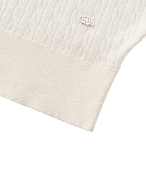 GENERAL IDEA（ジェネラルアイデア）の「GENERAL IDEA/ジェネラルアイディア tencel cable half knit 半袖ニット（ニット/セーター・レディース・ブラック/イエロー/ホワイト/レッド・L/S/M）」の7枚目の写真