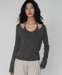 Fano Studios（ファノ ストゥディオズ）の「レイヤードヘンリーネックトップス EM25a035【EIGHTHMONTH】（Tシャツ/カットソー・レディース）」