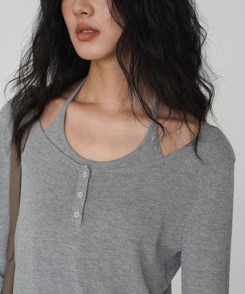 EIGHTHMONTH レイヤードヘンリーネックトップス EM25a035 レイヤードヘンリーネックトップス EM25a035【EIGHTHMONTH】（Tシャツ