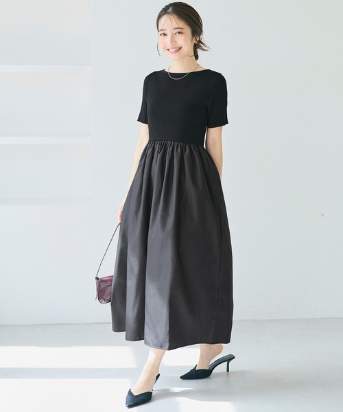 coca（coca）（コカ）の「ドッキングボートネックワンピース（ワンピース・レディース・ブラック/グレー・S/M/L）」の2枚目の写真