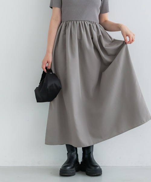 coca（coca）（コカ）の「ドッキングボートネックワンピース（ワンピース・レディース・ブラック/グレー・S/M/L）」の4枚目の写真