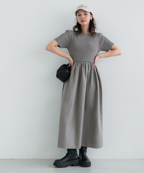 coca（coca）（コカ）の「ドッキングボートネックワンピース（ワンピース・レディース・ブラック/グレー・S/M/L）」の6枚目の写真