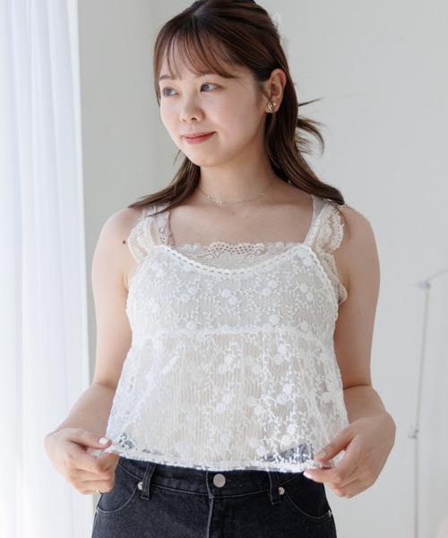 flower（フラワー）の「ガーデンレースビスチェ（キャミソール・レディース・ホワイト/アイボリー・FREE）」の2枚目の写真