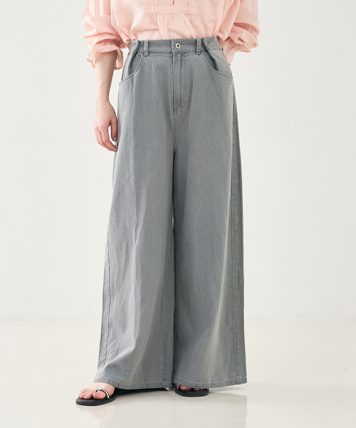 collex（コレックス）の「タックウエストデニムパンツ（デニムパンツ・レディース・ブルー/グレー・フリー）」の2枚目の写真