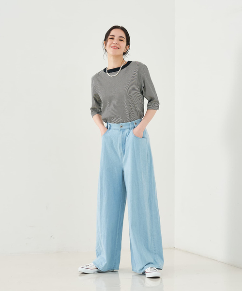 セール】タックウエストデニムパンツ（デニムパンツ）｜collex