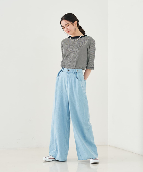 collex（コレックス）の「タックウエストデニムパンツ（デニムパンツ・レディース・ブルー/グレー・フリー）」の19枚目の写真