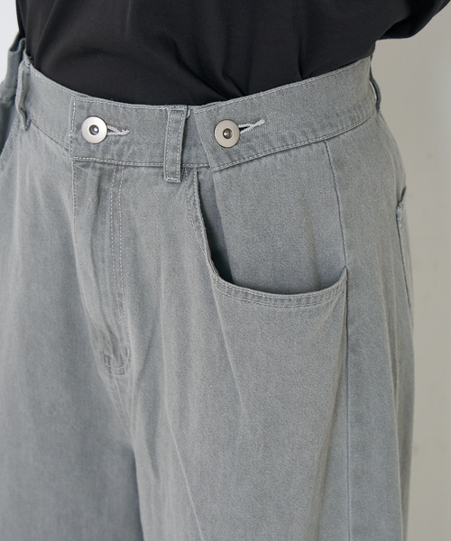 collex（コレックス）の「タックウエストデニムパンツ（デニムパンツ・レディース・ブルー/グレー・フリー）」の11枚目の写真