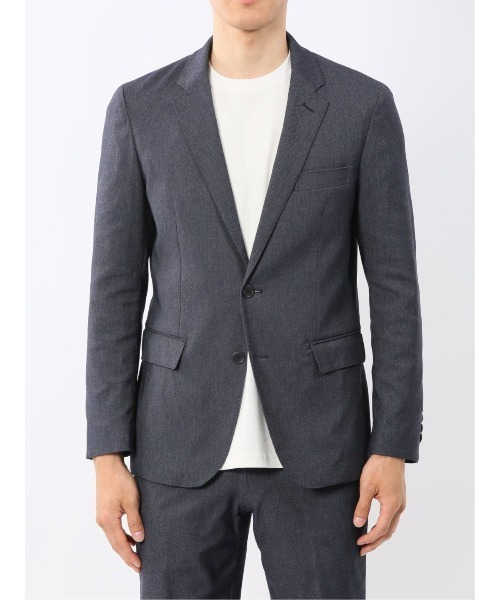 m.f.editorial（エムエフエディトリアル）の「【ストレッチ ウォッシャブル イージーケア】m.f.エディトリアル メンズ 2ボタンジャケット デニム調紺(セットアップ可能)（スーツジャケット・メンズ・ネイビー・LARGE/X-LARGE/MEDIUM）」の2枚目の写真