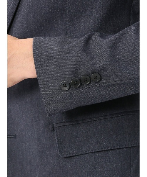 m.f.editorial（エムエフエディトリアル）の「【ストレッチ ウォッシャブル イージーケア】m.f.エディトリアル メンズ 2ボタンジャケット デニム調紺(セットアップ可能)（スーツジャケット・メンズ・ネイビー・LARGE/X-LARGE/MEDIUM）」の3枚目の写真