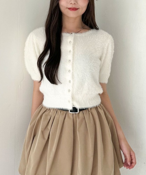 archives（アルシーヴ）の「ミニフェザーパフスリーブニットカーディガン（カーディガン/ボレロ・レディース・オリーブ/グレー/ブラウン/アイボリー・MEDIUM）」の5枚目の写真