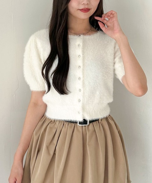 archives（アルシーヴ）の「ミニフェザーパフスリーブニットカーディガン（カーディガン/ボレロ・レディース・オリーブ/グレー/ブラウン/アイボリー・MEDIUM）」の6枚目の写真