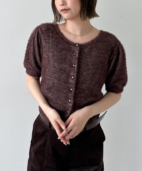 archives（アルシーヴ）の「ミニフェザーパフスリーブニットカーディガン（カーディガン/ボレロ・レディース・オリーブ/グレー/ブラウン/アイボリー・MEDIUM）」の18枚目の写真