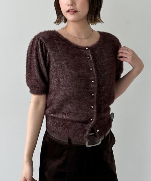 archives（アルシーヴ）の「ミニフェザーパフスリーブニットカーディガン（カーディガン/ボレロ・レディース・オリーブ/グレー/ブラウン/アイボリー・MEDIUM）」の19枚目の写真