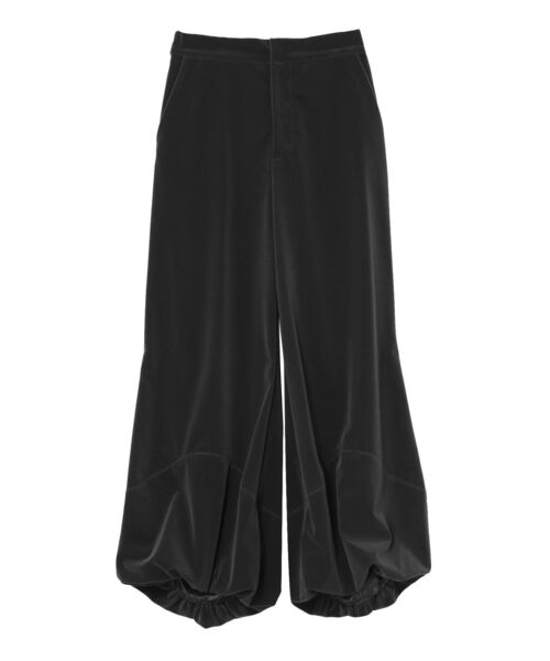 UN3D.（アンスリード）の「VELVET HEM GATHER PT 【セットアップ着用可能】 / ベルベットヘムギャザーパンツ（その他パンツ・レディース・キャメル/ブラック・36/38）」の2枚目の写真