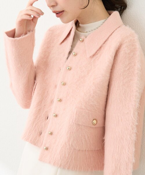 La boutique BonBon(ラブティックボンボン)の「【今すぐお届け!・ON・OFF兼用】襟付き接結ニットジャケットカーディガン(その他アウター・レディース・ネイビー/オフホワイト/ピンク・FREE)」の3枚目の写真