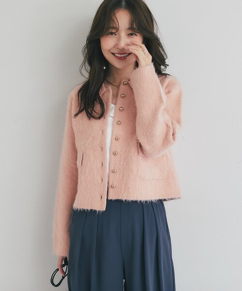 La boutique BonBon(ラブティックボンボン)の「【今すぐお届け!・ON・OFF兼用】襟付き接結ニットジャケットカーディガン(その他アウター・レディース・ネイビー/オフホワイト/ピンク・FREE)」の20枚目の写真