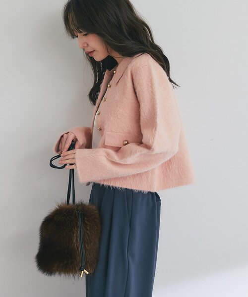 La boutique BonBon(ラブティックボンボン)の「【今すぐお届け!・ON・OFF兼用】襟付き接結ニットジャケットカーディガン(その他アウター・レディース・ネイビー/オフホワイト/ピンク・FREE)」の10枚目の写真