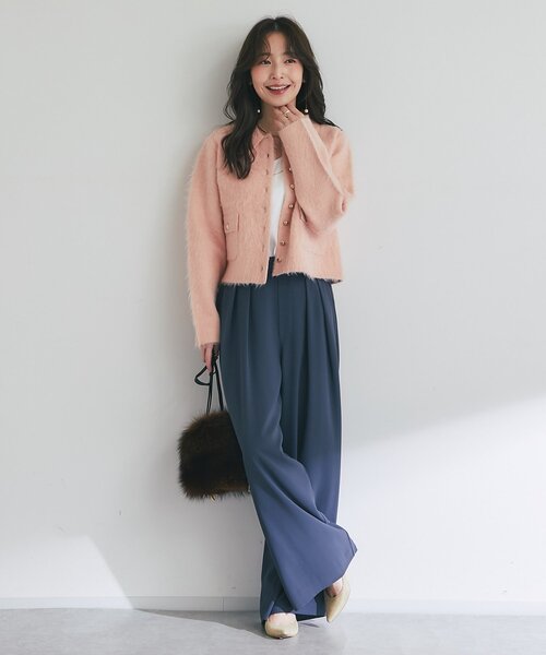 La boutique BonBon(ラブティックボンボン)の「【今すぐお届け!・ON・OFF兼用】襟付き接結ニットジャケットカーディガン(その他アウター・レディース・ネイビー/オフホワイト/ピンク・FREE)」の12枚目の写真