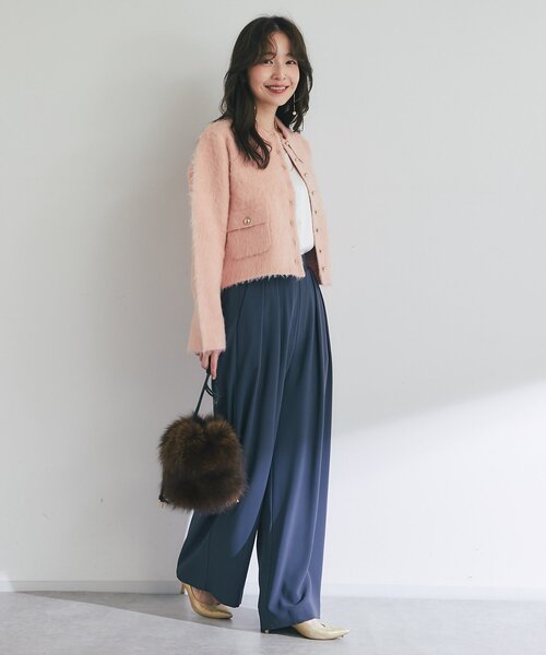 La boutique BonBon(ラブティックボンボン)の「【今すぐお届け!・ON・OFF兼用】襟付き接結ニットジャケットカーディガン(その他アウター・レディース・ネイビー/オフホワイト/ピンク・FREE)」の13枚目の写真