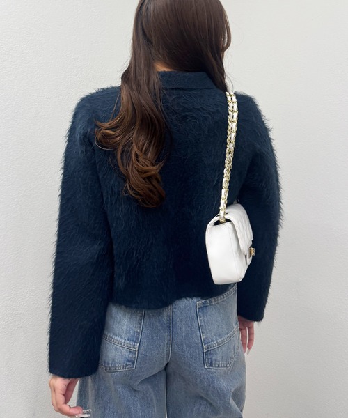 La boutique BonBon(ラブティックボンボン)の「【今すぐお届け!・ON・OFF兼用】襟付き接結ニットジャケットカーディガン(その他アウター・レディース・ネイビー/オフホワイト/ピンク・FREE)」の9枚目の写真