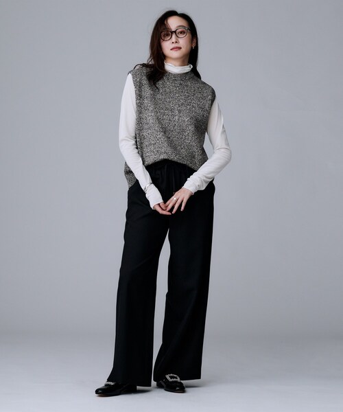 UNTITLED（アンタイトル）の「◆【重ね着レイヤードに】杢調ニットベスト（ベスト・レディース・ダークブラウン系3/ブラック系3/グレー系3・00/02/04/44/48）」の20枚目の写真