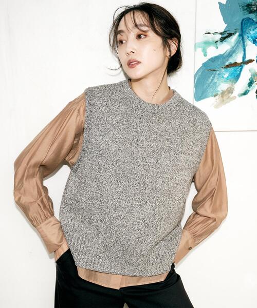 UNTITLED（アンタイトル）の「◆【重ね着レイヤードに】杢調ニットベスト（ベスト・レディース・ダークブラウン系3/ブラック系3/グレー系3・00/02/04/44/48）」の22枚目の写真