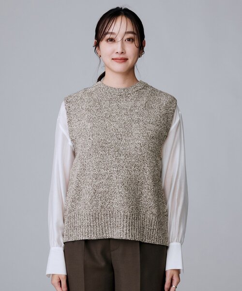 UNTITLED（アンタイトル）の「◆【重ね着レイヤードに】杢調ニットベスト（ベスト・レディース・ダークブラウン系3/ブラック系3/グレー系3・00/02/04/44/48）」の7枚目の写真