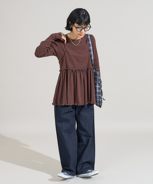FREAK'S STORE(フリークスストア)の「【セットアイテム】アーミーリブ 2WAYビスチェセット ロンT(Tシャツ/カットソー・レディース・ブルー/オフホワイト/チャコールグレー/ブラウン・フリ-)」の12枚目の写真