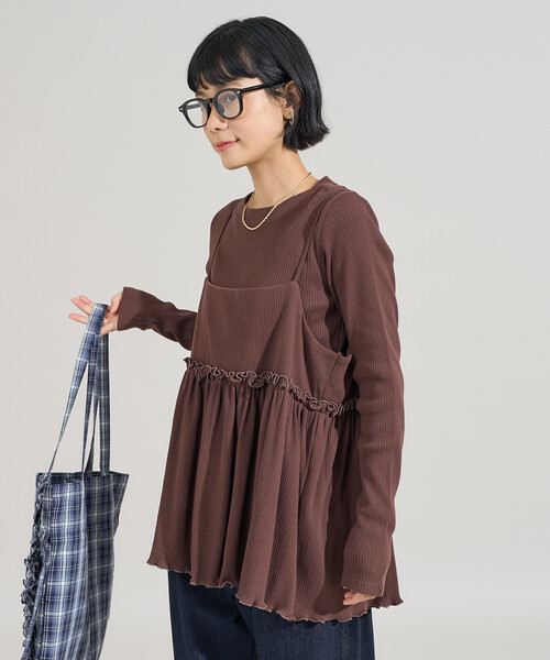 FREAK'S STORE(フリークスストア)の「【セットアイテム】アーミーリブ 2WAYビスチェセット ロンT(Tシャツ/カットソー・レディース・ブルー/オフホワイト/チャコールグレー/ブラウン・フリ-)」の16枚目の写真